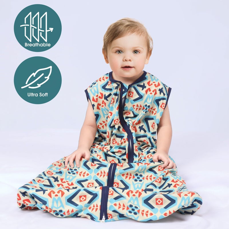 Guntail Baby Sleep Sack 0-6 Months 3 Pack Baby Wearable Blanket 100% Rayon Cotton 2-Way Zipper Toddler Sleeping Sack .Comfy Soft Lightweight Tog 0.3 (Bohemia&Checkered&Blue) - Image 2