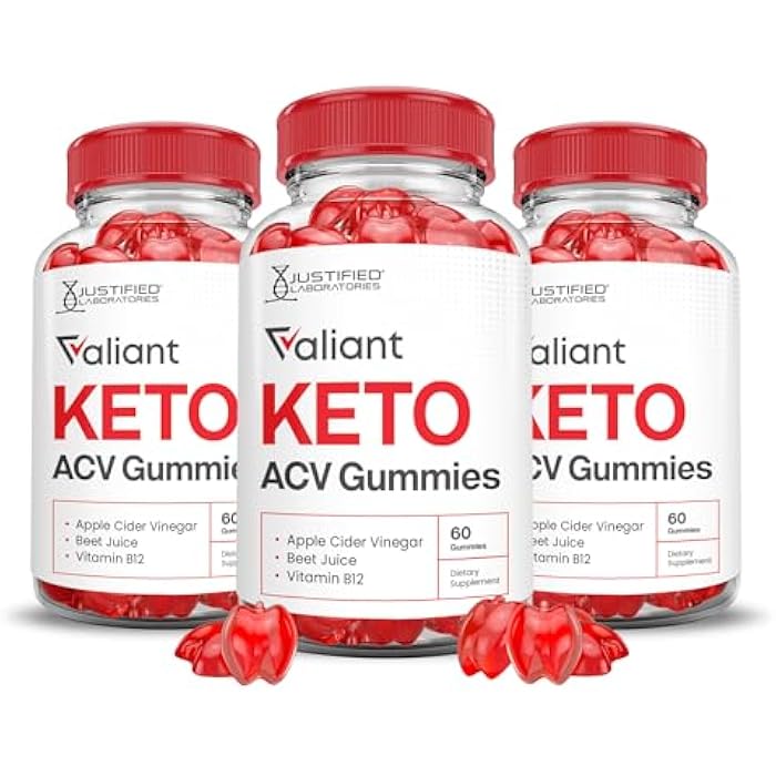 Justified Laboratories (3 Pack) Valiant Keto ACV Gummies Advanced Formula 1000MG Valant Keto Gummies Apple Cider Vinegar Formulated with Pomegranate Beet Juice Powder B12 Vegan Non GMO 180 Gummys - Image 1
