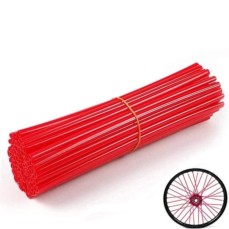 HHLUPUP Bike Spoke Skins Covers 72Pcs Universal Motorcycle Wheelchair Wheel Wrap Dirt Bike Spoke Skin Pipe Trim for 821 Rims Decoration Protector CRF50 CRF125 CRF150 CRF250 CR50 Red - Image 3