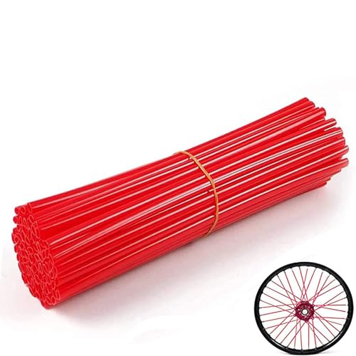 HHLUPUP Bike Spoke Skins Covers 72Pcs Universal Motorcycle Wheelchair Wheel Wrap Dirt Bike Spoke Skin Pipe Trim for 821 Rims Decoration Protector CRF50 CRF125 CRF150 CRF250 CR50 Red - Image 1