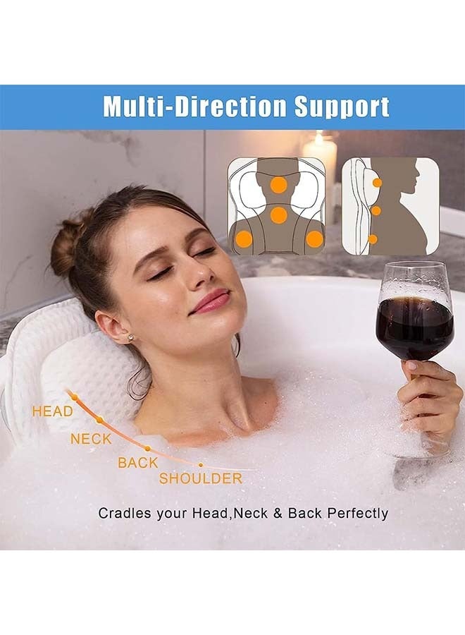 Arabest Bath Pillow, Relaxing Bath Pillows for Tub Neck and Back Support, Ergonomic Tub Pillow for Bath with 4D Air Mesh + 6 Strong Suction Cups, Suitable for All Bathtub, Hot Tub, Jacuzzi, Spas - Image 3