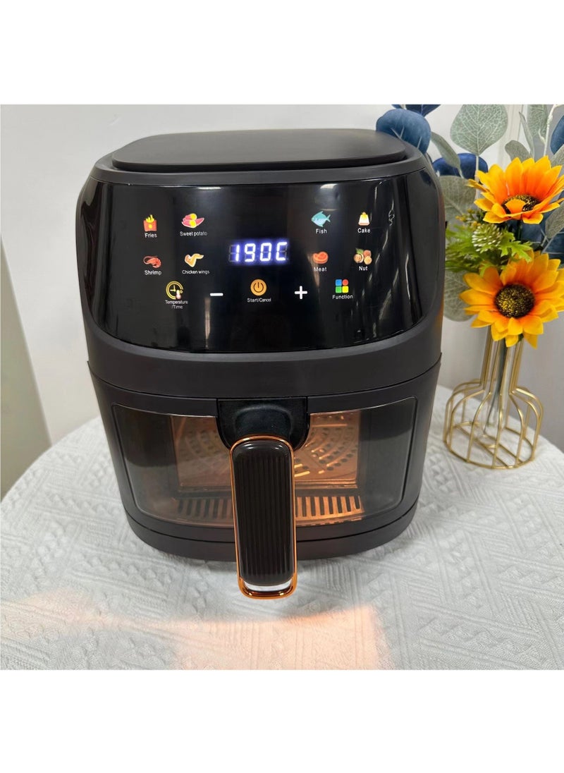 Arabest 8L Large Air Fryer Compact, 8 Preset Menus Airfryer, One-Touch Digital Control Presets, Touchscreen Display, Dishwasher Safe, Nonstick, Fit for Family (Black)  - Image 1