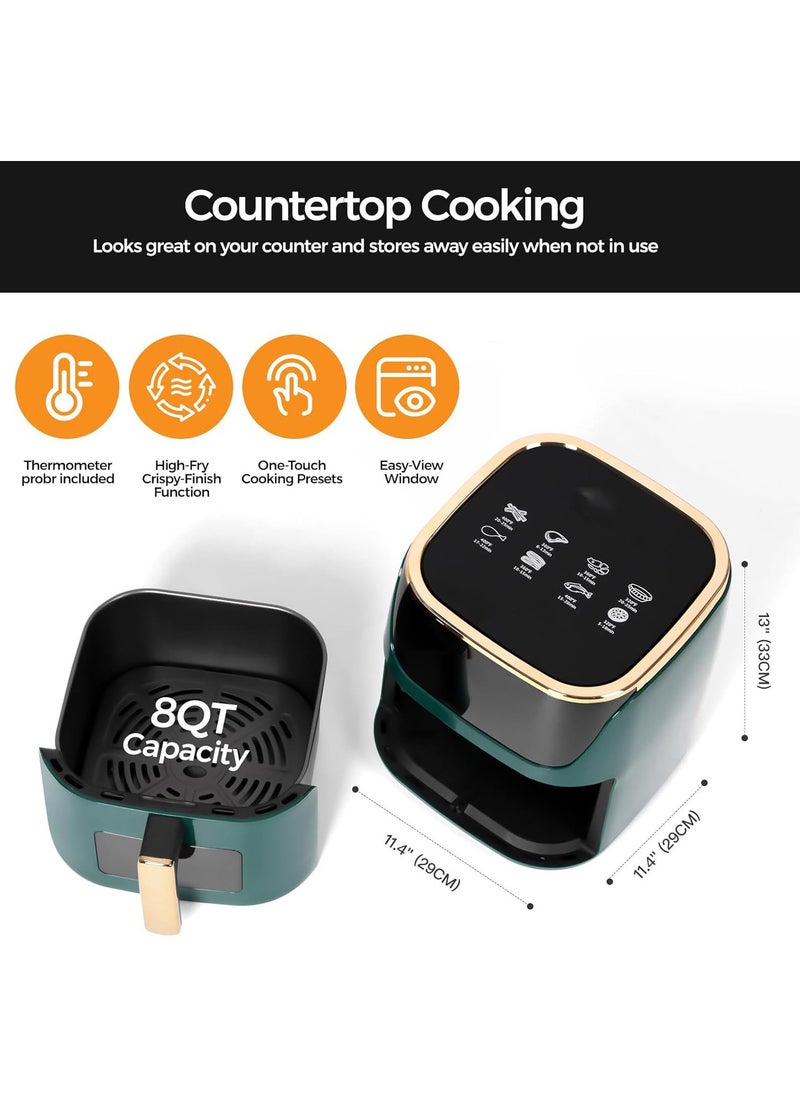 Arabest 8L Large Air Fryer Compact, 8 Preset Menus Airfryer, One-Touch Digital Control Presets, Touchscreen Display, Dishwasher Safe, Nonstick, Fit for Family (Black)  - Image 4