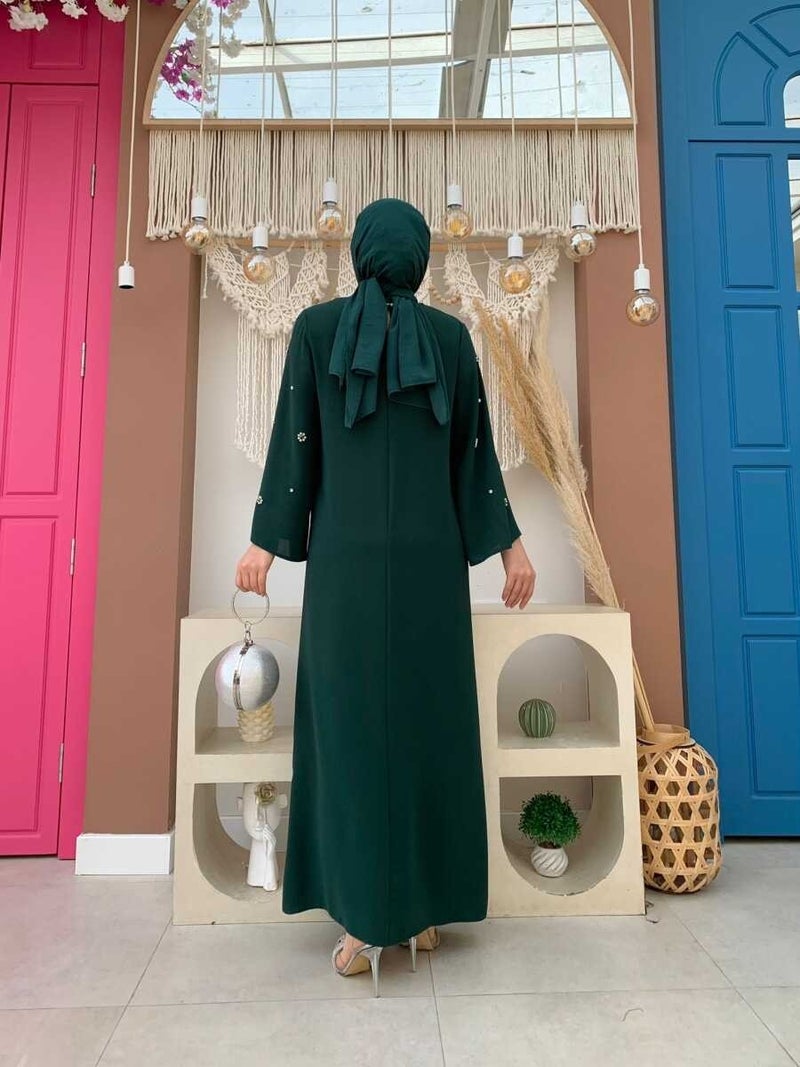 Bym Fashion Bym Stone Detailed Waist Belted Dress 3797 Emerald - Image 3