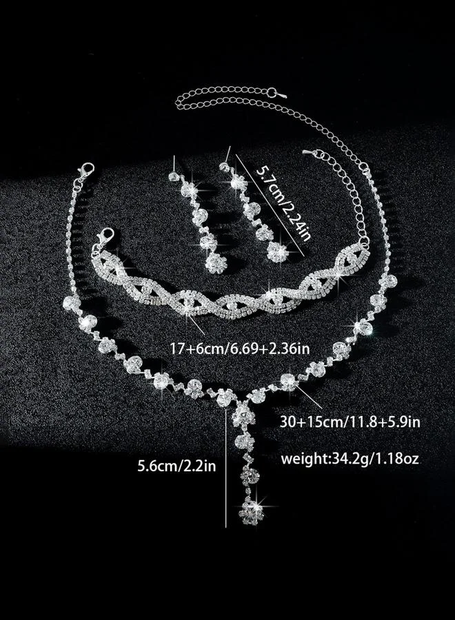 Take Two Silver Embellished Necklace and Earrings with Bracelet Set