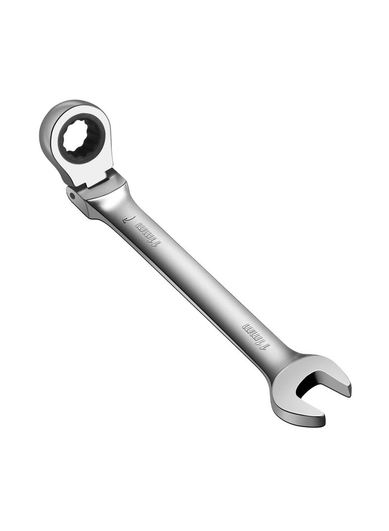 11mm Flex Head Ratchet Wrench, Industrial Grade Cr-V Steel, 12 Point Release Design, 72 Tooth Ratchet, 180 Degree Flex Box End - Image 1