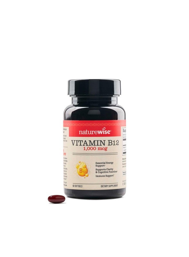 NatureWise Vitamin B12 1000 mcg - Dietary Supplement for Supporting Energy Metabolism, Mental Clarity, Nervous System Health - Easy-to-Swallow, Soy & Gluten-Free, Non-GMO - 60 Softgels[60-Day Supply] - Image 1