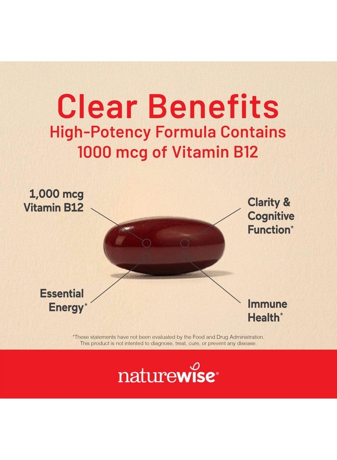 NatureWise Vitamin B12 1000 mcg - Dietary Supplement for Supporting Energy Metabolism, Mental Clarity, Nervous System Health - Easy-to-Swallow, Soy & Gluten-Free, Non-GMO - 60 Softgels[60-Day Supply] - Image 3