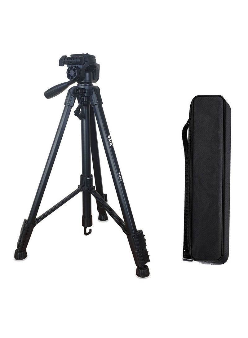 DMK Power T-590 Light weight Portable Aluminum Camera Tripod with Max Height upto 146cm/57.48inch and Carrying Bag Compatible with Canon Nikon Sony DSLR Camera  - Image 1