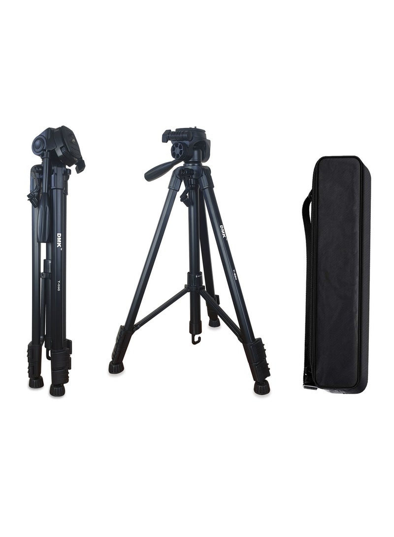 DMK Power T-590 Light weight Portable Aluminum Camera Tripod with Max Height upto 146cm/57.48inch and Carrying Bag Compatible with Canon Nikon Sony DSLR Camera  - Image 2