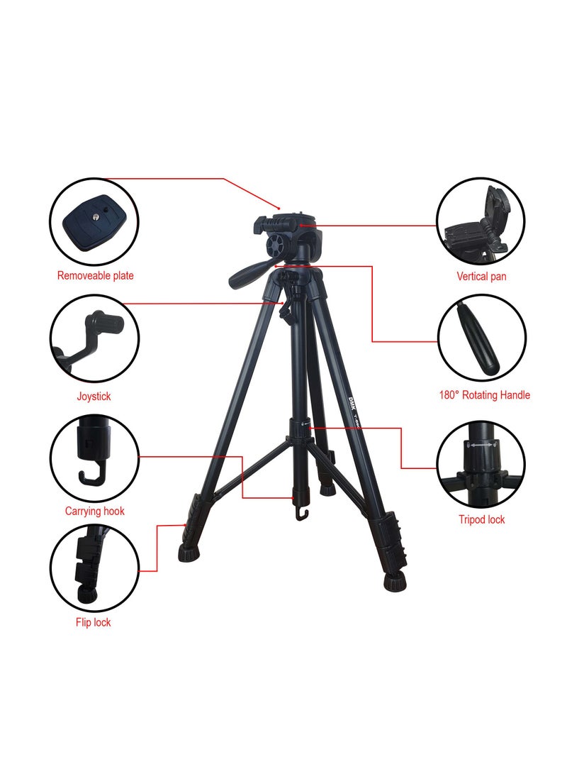 DMK Power T-590 Light weight Portable Aluminum Camera Tripod with Max Height upto 146cm/57.48inch and Carrying Bag Compatible with Canon Nikon Sony DSLR Camera  - Image 3