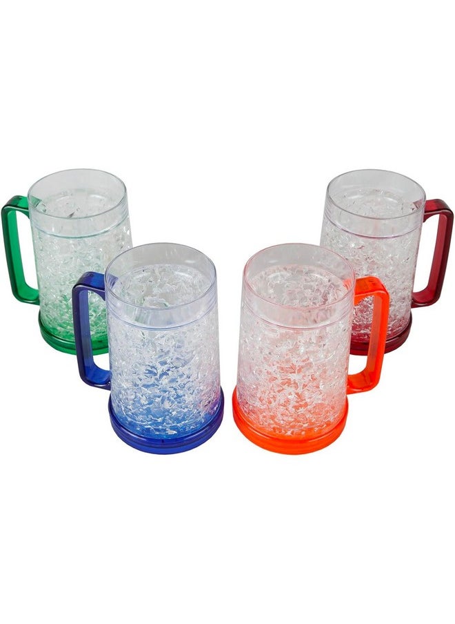 Lily's Home Lily's Home Freezer Beer Mugs, Double Wall, Insulated with Liquid Gel Plastic Pint Freezable Glasses, 16 oz Beer Glass for Freezer, Chiller Frosty Cup, Frozen Ice Freezy Mug, Freezer Cups. Set of 4  - Image 1