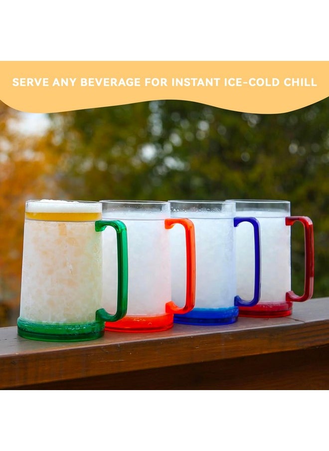 Lily's Home Lily's Home Freezer Beer Mugs, Double Wall, Insulated with Liquid Gel Plastic Pint Freezable Glasses, 16 oz Beer Glass for Freezer, Chiller Frosty Cup, Frozen Ice Freezy Mug, Freezer Cups. Set of 4  - Image 4