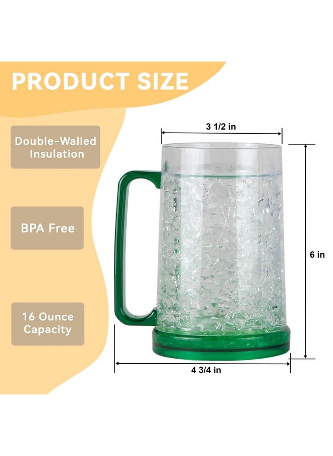 Lily's Home Lily's Home Freezer Beer Mugs, Double Wall, Insulated with Liquid Gel Plastic Pint Freezable Glasses, 16 oz Beer Glass for Freezer, Chiller Frosty Cup, Frozen Ice Freezy Mug, Freezer Cups. Set of 4  - Image 3