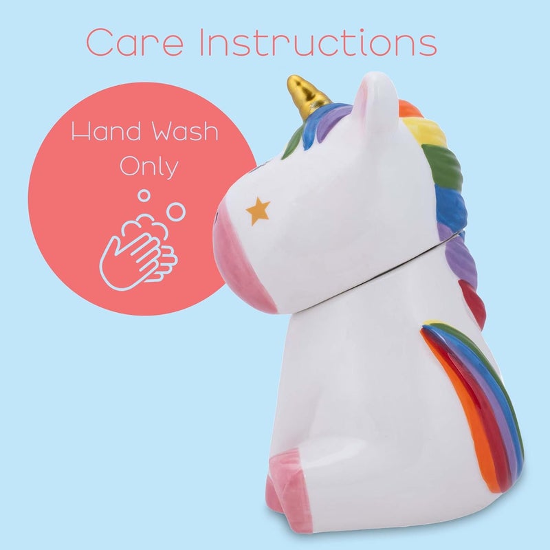 100 North Dolomite Ceramic 10 x 7.3 Everyday Cookie & Candy Jar with Airtight Lid: Perfect for Kitchen Canisters, Pet Treat Containers & Decorative Magical Storage, Rainbow Unicorn With Stars - Image 3