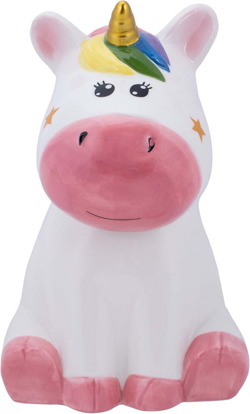 100 North Dolomite Ceramic 10 x 7.3 Everyday Cookie & Candy Jar with Airtight Lid: Perfect for Kitchen Canisters, Pet Treat Containers & Decorative Magical Storage, Rainbow Unicorn With Stars - Image 1
