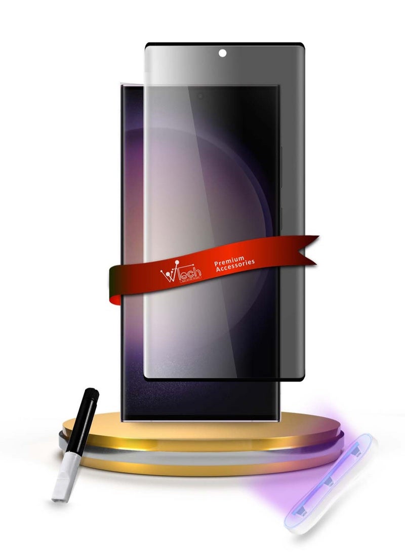 دبليو تيك سامسونج جالاكسي S23 الترا 5G 2023 / سامسونج جالاكسي S22 الترا 5 جي 2022 حواف منحنية ممتازة للأشعة فوق البنفسجية بالغراء الكامل غطاء كامل للخصوصية واقي شاشة زجاجي مقسى (MSGUCP) - شفاف