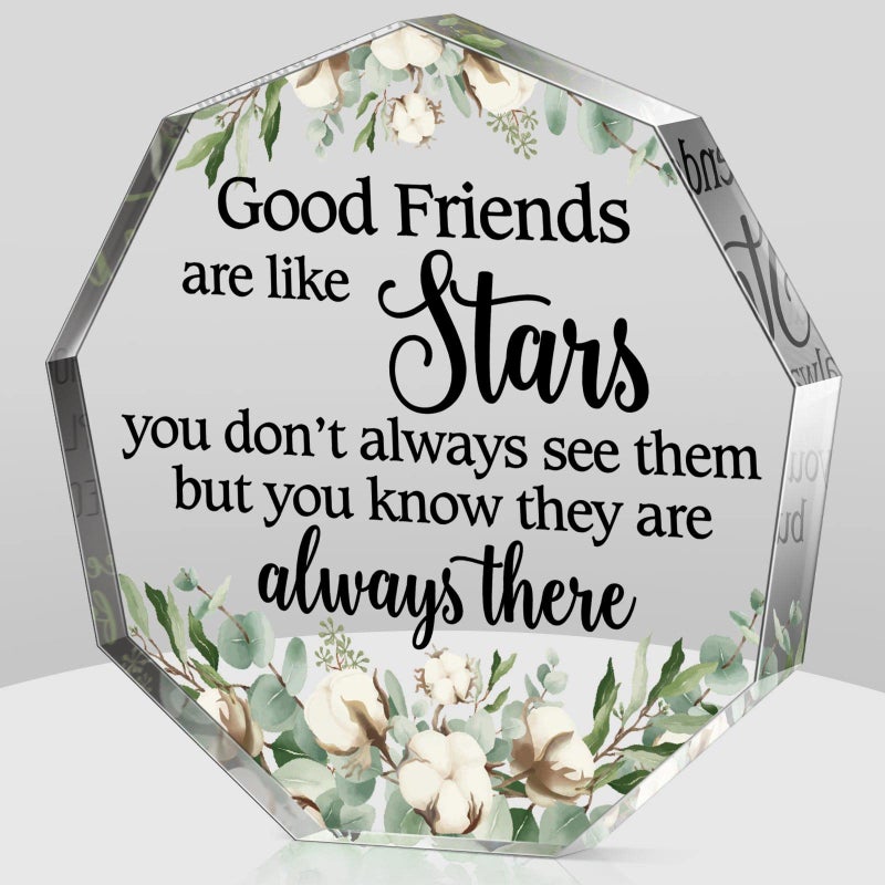 Chunful Gift for Friend Friendship Gift for Woman Birthday Gifts for Friend Going Away Gifts Plaque for Coworker Woman Retirement Gifts Acrylic Heart for Friendship Keepsake Decor (Good Friends)  - Image 1