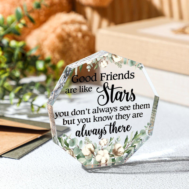 Chunful Gift for Friend Friendship Gift for Woman Birthday Gifts for Friend Going Away Gifts Plaque for Coworker Woman Retirement Gifts Acrylic Heart for Friendship Keepsake Decor (Good Friends)  - Image 2