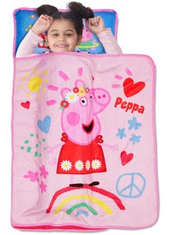 Peppa Pig I'm Just So Happy Toddler Nap-Mat - Includes Pillow and Fleece Blanket – Great for Girls or Boys Napping during Daycare or Preschool - Fits Toddlers