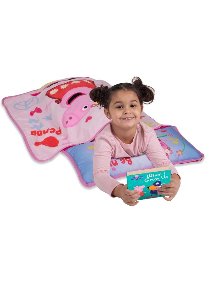 Peppa Pig - Peppa Pig I'm Just So Happy Toddler Nap-Mat - Includes Pillow and Fleece Blanket – Great for Girls or Boys Napping during Daycare or Preschool - Fits Toddlers - Image 1