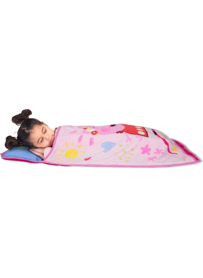 Peppa Pig - Peppa Pig I'm Just So Happy Toddler Nap-Mat - Includes Pillow and Fleece Blanket – Great for Girls or Boys Napping during Daycare or Preschool - Fits Toddlers - Image 1