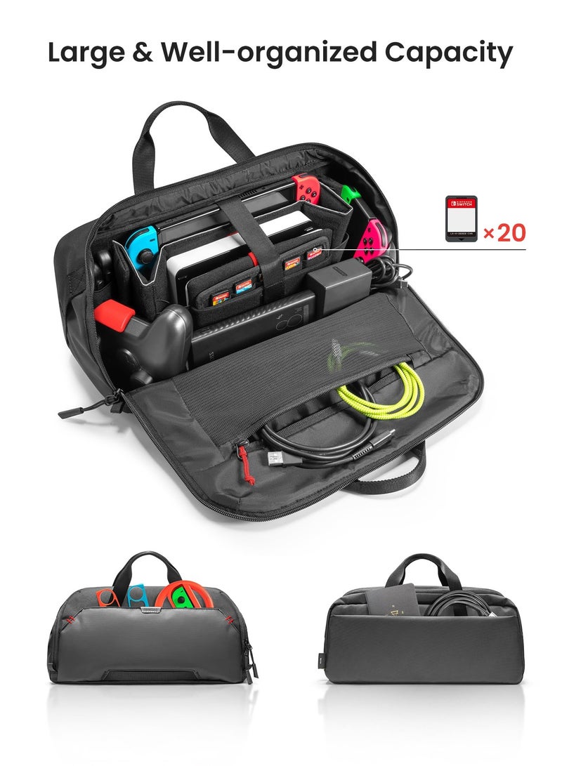 KASTWAVE Switch Storage Bag, Carrying Bag for Switch OLED & Switch, Switch Case, Protective Large Capacity Travel Storage Pouch for Switch Console, Dock, Pro Controller and More Accessories - Image 5