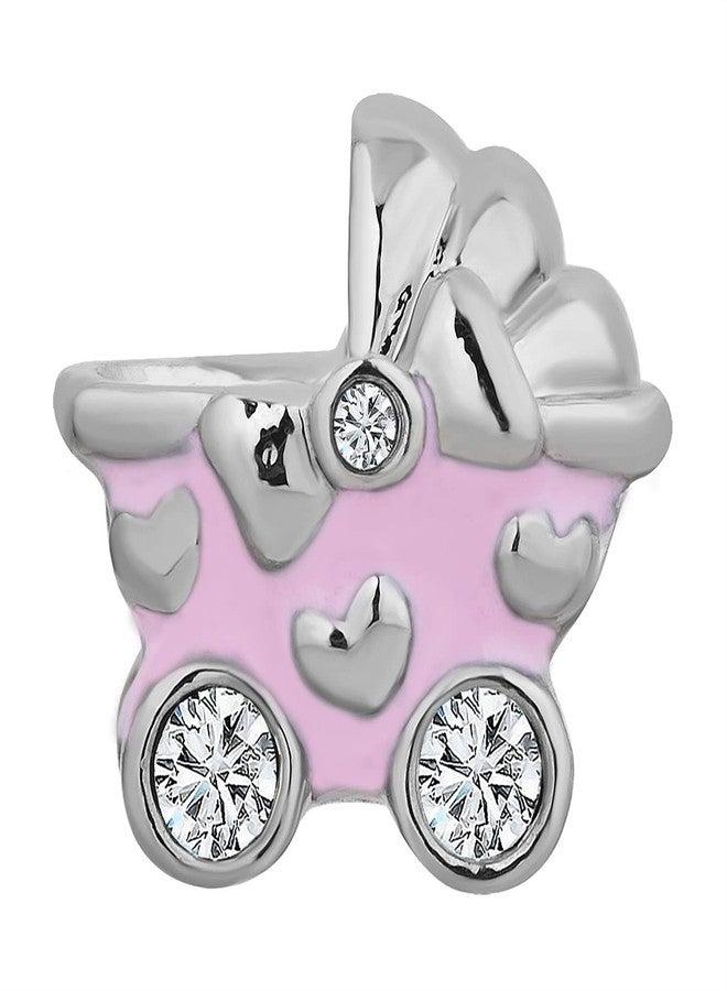 MiiFort Pink Stroller Pram Charm fits Pandora Charms Bracelets Carriage Mother Wife Family Birthday Anniversary - Image 2