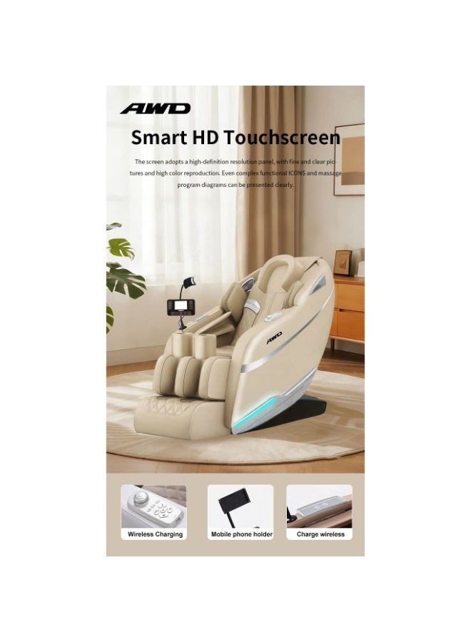 AWD كرسي مساج كامل الجسم 2D مع وسائد هوائية بتقنية انعدام الجاذبية، شحن لاسلكي، مكبرات صوت بلوتوث، حامل موبايل، مساج للورك من الرأس إلى القدم، ضمان لمدة سنتين - Image 3
