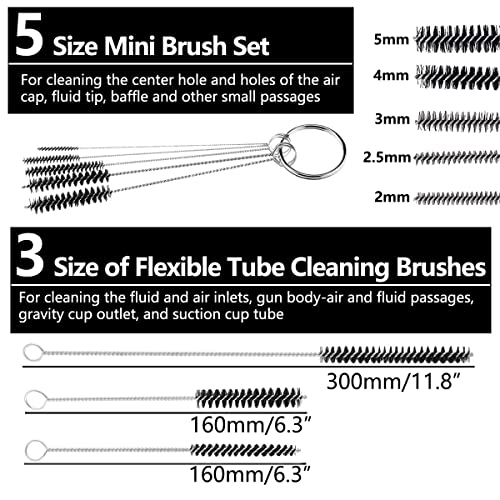 YXCCSE 27 Pcs Spray Gun Cleaning Kit with Spray Gun Filter, Paint Gun Cleaning Kit Spray Gun Cleaning Brush,Nylon Brushe, Mini Brushes & Needles, Metal Tube Cleaning Brush,Fit HVLP Gravity,Air Tool - Image 3
