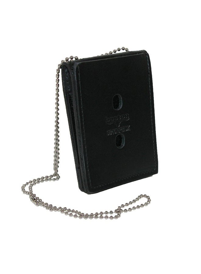 Boston Leather Leather Deluxe ID and Badge Holder Wallet, Black - Image 1