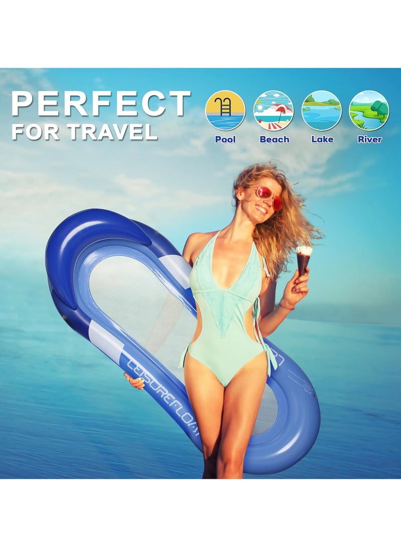 SYOSI Large Inflatable Pool Lounger Float with Removable Awning Headrest and Footrest Perfect for Family Friends and Adults Ultimate Tanning Pool for Relaxing in The Sun for Swimming Pool Tanning - Image 2