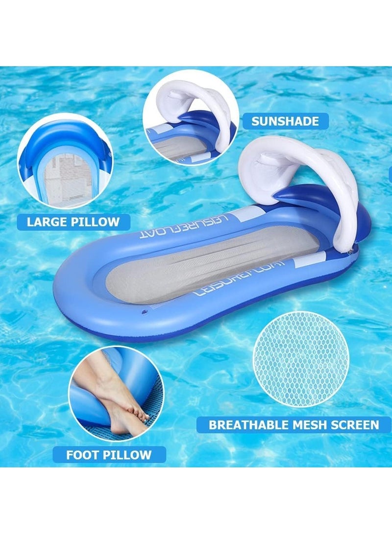 SYOSI Large Inflatable Pool Lounger Float with Removable Awning Headrest and Footrest Perfect for Family Friends and Adults Ultimate Tanning Pool for Relaxing in The Sun for Swimming Pool Tanning - Image 4