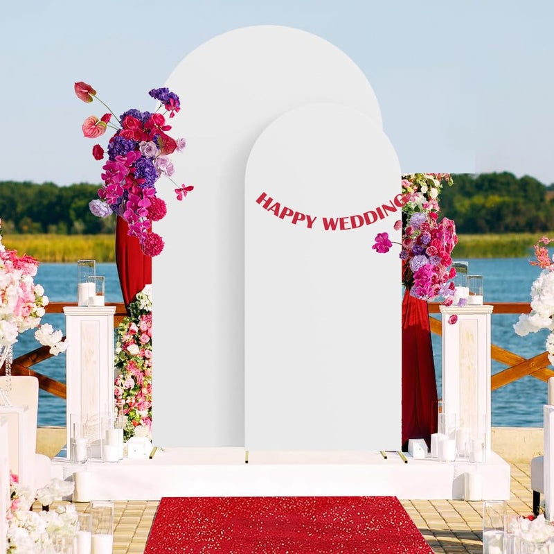 HAINARverS Set of 2 Wedding Arch Cover 6FT,7.2FT Spandex Fitted Stretchy Arch Stand Covers,2 Sided Round Top Chiara Backdrop Cover Banquet Baby Shower Arch Decoration(White) - Image 5