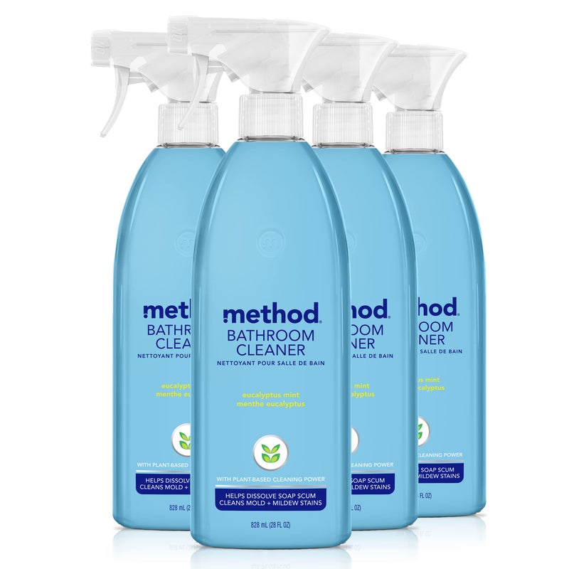 Method Bathroom Cleaner, Removes Mold + Mildew Stains, Eucalyptus Mint, 28 Fl Oz (Pack of 4) - Image 1