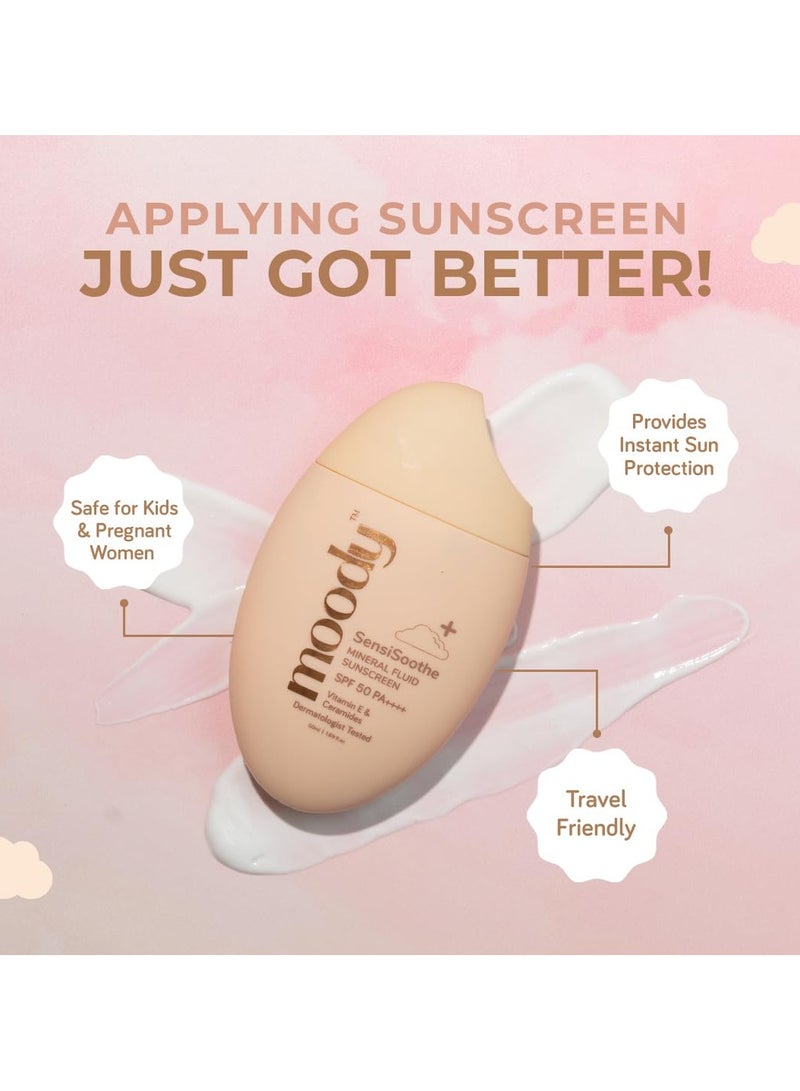  مودي سينسي سوثي سيروم واقي من الشمس معدني لتفتيح البشرة مع السيراميد والأرز | SPF 50 PA++++ لجميع أنواع البشرة | لا يترك أثرًا أبيض اللون، لا يسد المسامات، تم اختباره من قبل أطباء الجلدية - 50 مللي - Image 4