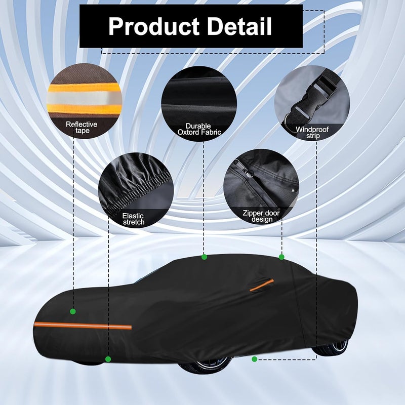 اموكا أغطية سيارات Amooca بتصميم مخصص لسيارات Chevrolet Corvette C3، C4، C5، C6، C8، مقاومة للماء والشمس، مناسبة لجميع الأحوال الجوية، مزودة بطبقة قطنية داخلية وسحاب على الأبواب. - Image 5