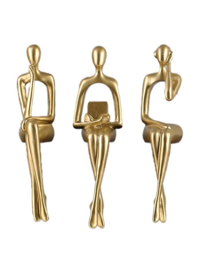 SHENGTIAN Reading Woman Statue, Resin Sculpture Set in Gold for Bookcase, Decorative Figures Trio, Book Lovers Decoration, Living Room Ornaments (Gold) - Image 1