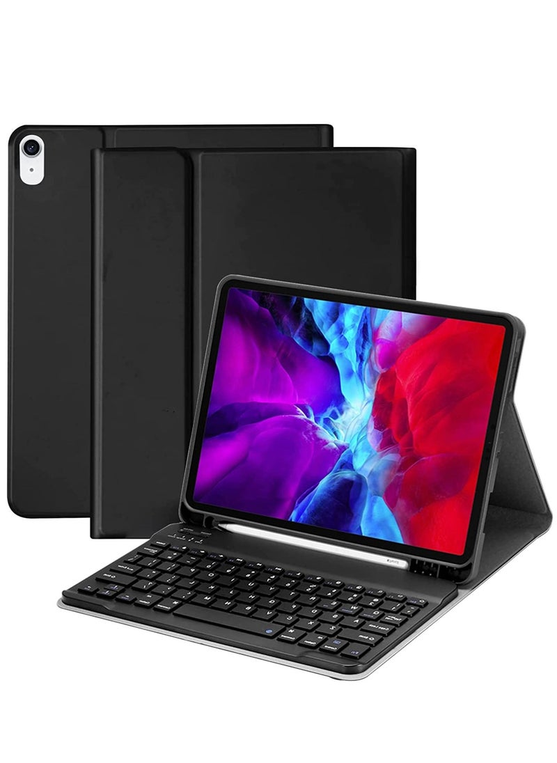 IAF Case with Keyboard for iPad 10th Generation 10.9" 2022 iPad Keyboard Case for 10th Generation A2757 A2777 A2696 iPad Case with Detachable Bluetooth Keyboard & Pencil Holder Black 