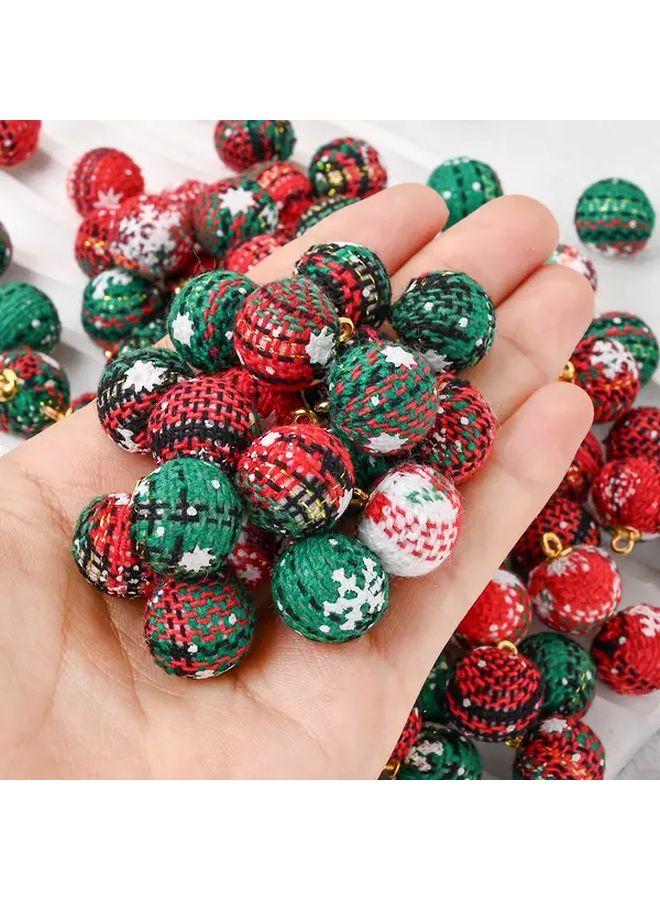 50pcs Mixed Color Handmade  Fabric Ornaments Snowflake Pine Cone Decorations - Image 3