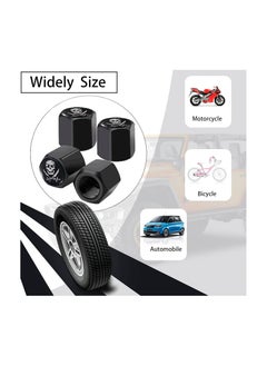 4 Pack Pirate Skull Tire Wheel Stem Caps with Rubber Ring Dustproof Seal Cover Hexagon Tyre Valve Cap Fits for Cars SUVs  Motorcycles