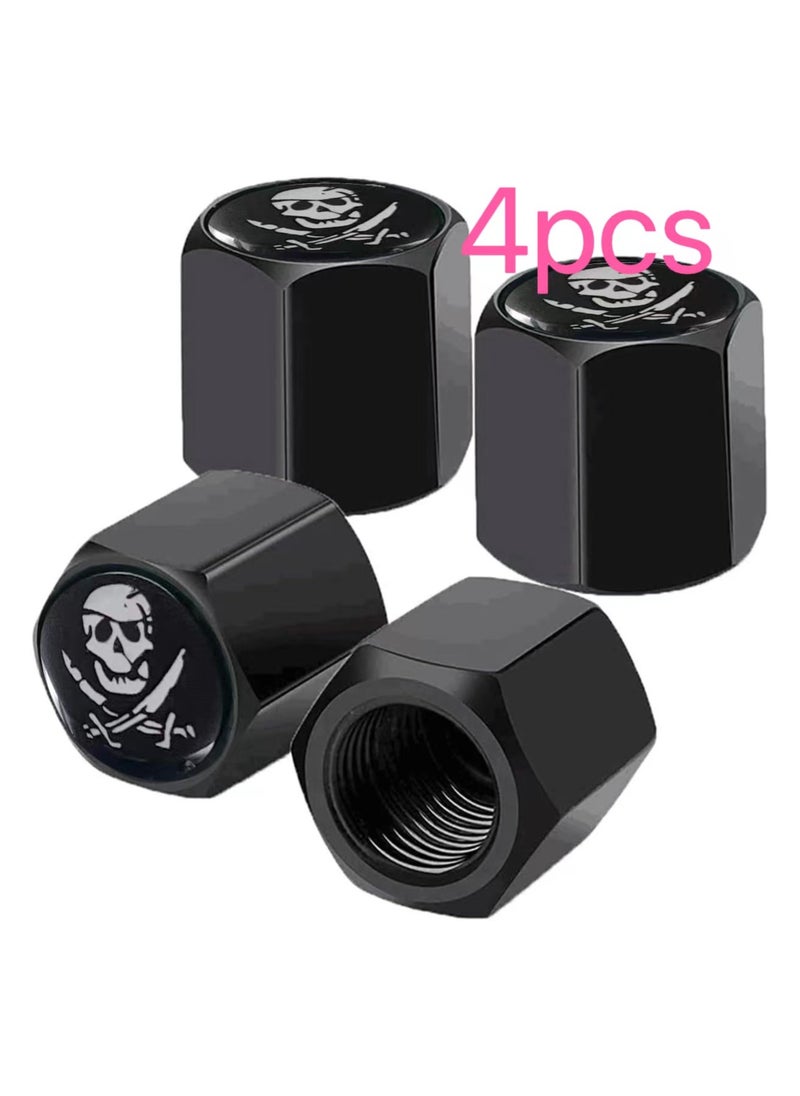 Generic - 4 Pack Pirate Skull Tire Wheel Stem Caps with Rubber Ring Dustproof Seal Cover Hexagon Tyre Valve Cap Fits for Cars SUVs  Motorcycles - Image 1