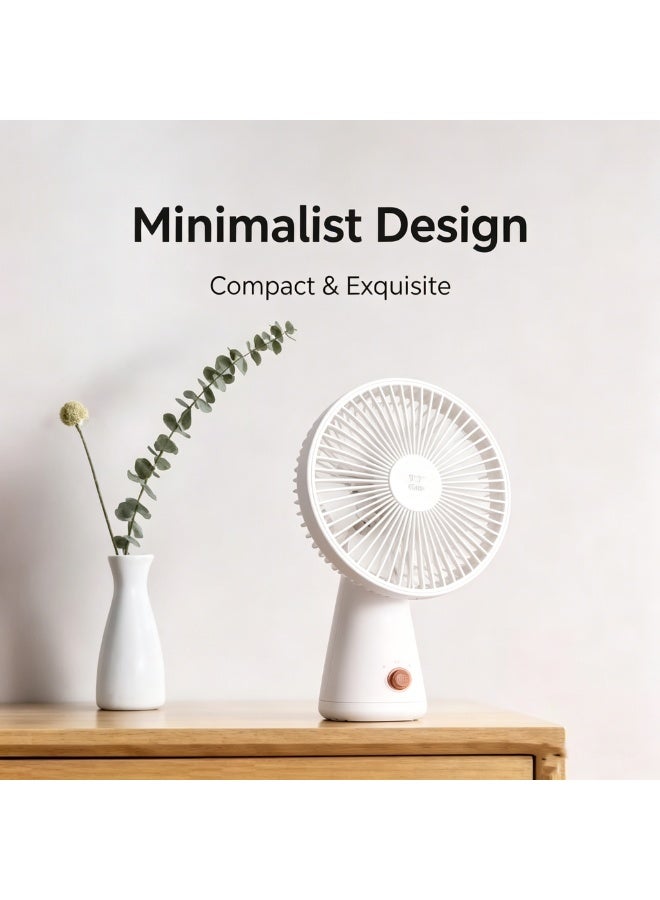 MIJIA Original Xiaomi Mijia Portable Desktop & Handheld Fan, 4 Speed Adjustable, 90° Oscillating Fan, 4000mAh Long Lasting Battery, Type-C Rechargeable Quiet Mini Fan for Home Office Travel - Image 2