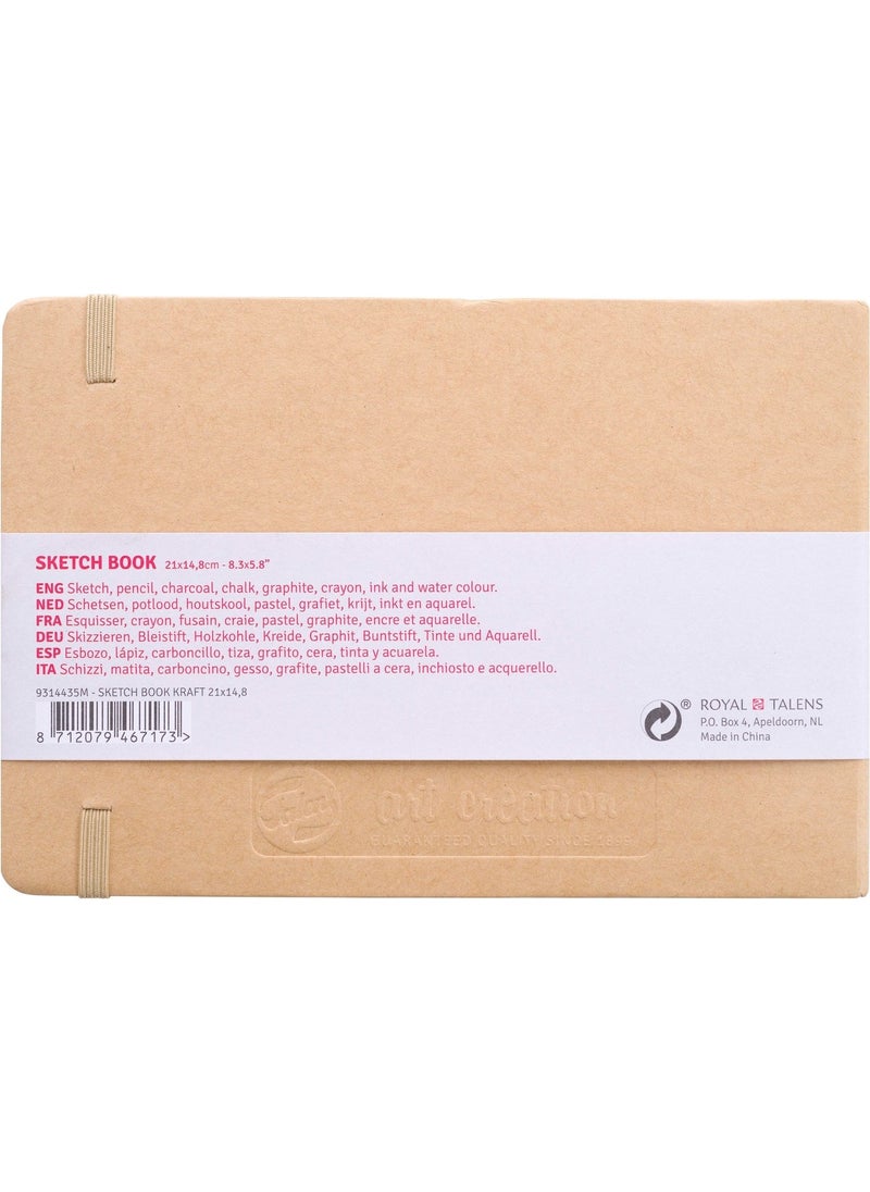 Talens - Sketchbook Hard Cover Sketch Drawing Book 15 x 21 cm 140 gr 80 Yp Kraft Yellow - Image 1