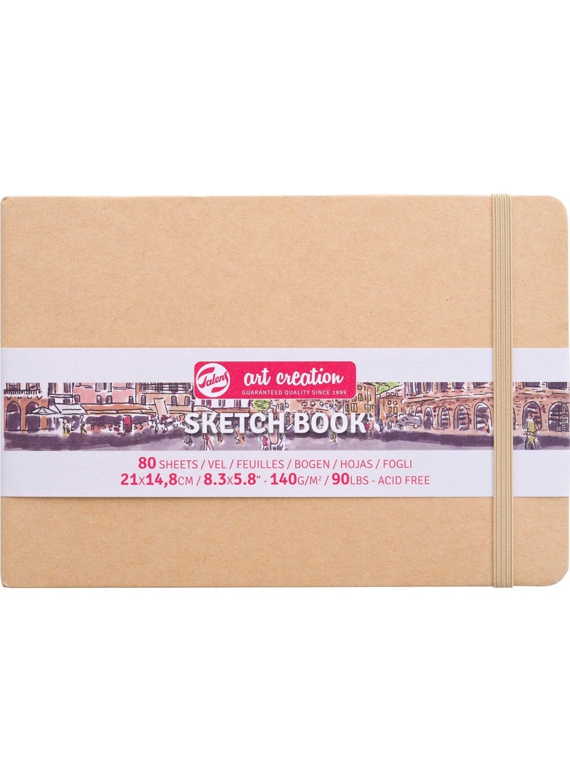 Talens - Sketchbook Hard Cover Sketch Drawing Book 15 x 21 cm 140 gr 80 Yp Kraft Yellow - Image 1