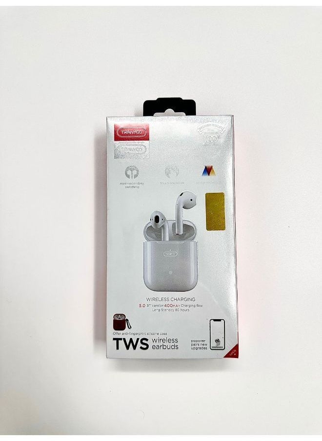 TRANYOO - TWS Wireless Bluetooth In-Ear Headphone White - Image 1