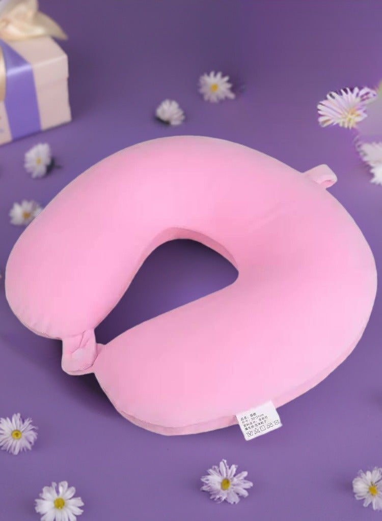 ZAIN GOLDEN Supreme Quality Travel and Neck Pillow Velvet (Pink) ID1112 