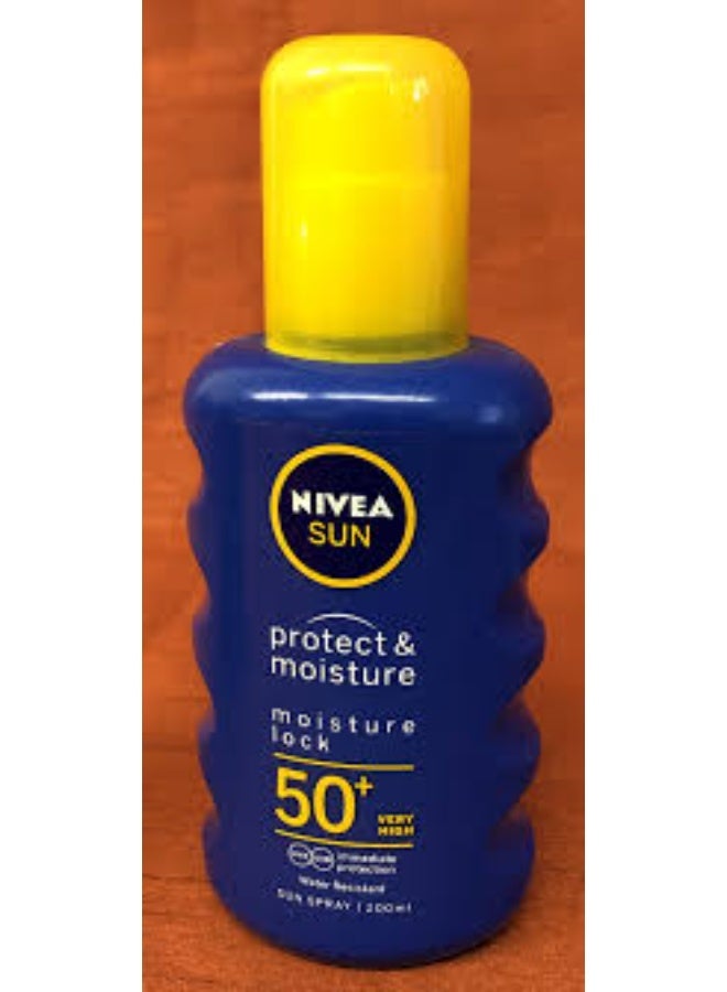 NIVEA SUN Protect & Moisture Sun Spray SPF 50+ (200ml) Moisturising Suncream Spray with SPF 50+ Advanced Sunscreen Providing Immediate Effective UVA + UVB Protection - Image 1