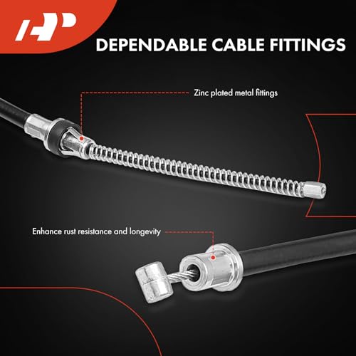 A-Premium مجموعة كابل فرامل الانتظار الجانبي الخلفي A-Premium للسائق والراكب متوافقة مع موديلات ميتسوبيشي: لانسر 2004 2005 2006 2007، مجموعة 2-PC - استبدال# MN102170، MN102169 - Image 4