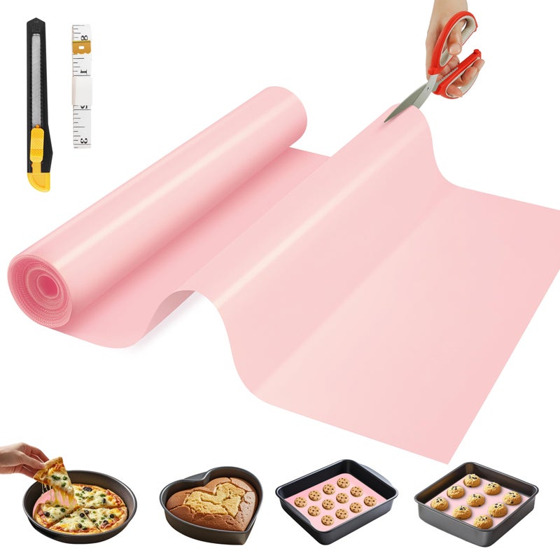 GTJ Silicone Baking Mat, 12 IN x 6 FT Free Cutting Baking Sheet, Non-Stick Reusable Dough & Pastry Mat, Non-Slip Silicone Mat Roll for Air Fryer Liner, Freeze Dryer, Oven Baking Pan, Kitchen Counter - Image 1